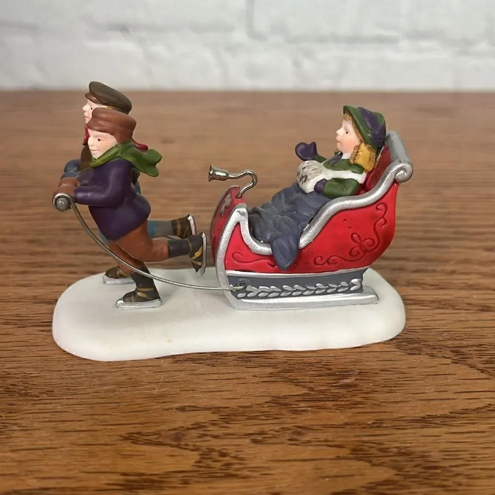 Dept 56 Winter Sleighride & Fish Monger Heritage Village Collection EUC